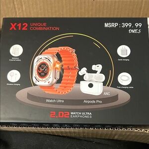 Smartwatch and Earbuds Set - Vibrant Orange